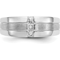 14K White Gold Men's Ring with 3 Square Diamonds - 0.08 Carat Total Diamond Weight by 0
