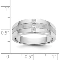 14K White Gold Men's Ring with 3 Square Diamonds - 0.08 Carat Total Diamond Weight by 0