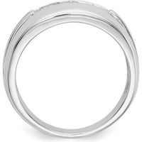 14K White Gold Men's Ring with 5 Round Diamonds - 0.02 Carat Total Diamond Weight by 0