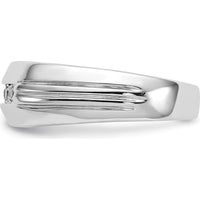 14K White Gold Men's Ring with 5 Round Diamonds - 0.02 Carat Total Diamond Weight by 0