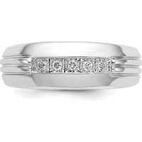 14K White Gold Men's Ring with 5 Round Diamonds - 0.02 Carat Total Diamond Weight by 0