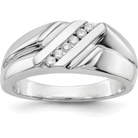 14K White Gold Men's Ring with 6 Round Diamonds - 0.15 Carat Total Diamond Weight by 0