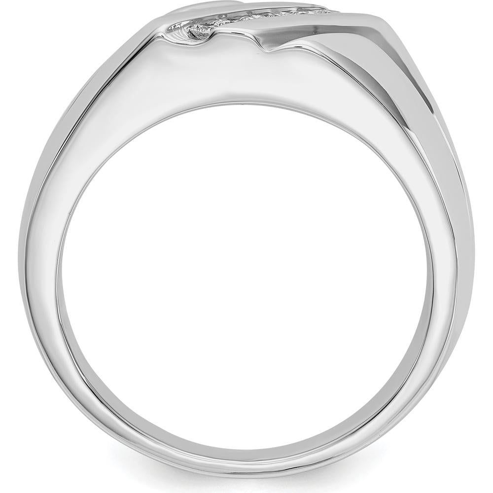 14K White Gold Men's Ring with 6 Round Diamonds - 0.15 Carat Total Diamond Weight by 0