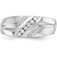 14K White Gold Men's Ring with 6 Round Diamonds - 0.15 Carat Total Diamond Weight by 0