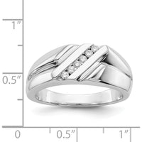 14K White Gold Men's Ring with 6 Round Diamonds - 0.15 Carat Total Diamond Weight by 0