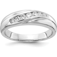 14K White Gold Men's Ring with 7 Round Diamonds - 0.195 Carat Total Diamond Weight by 0