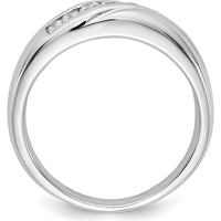 14K White Gold Men's Ring with 7 Round Diamonds - 0.195 Carat Total Diamond Weight by 0