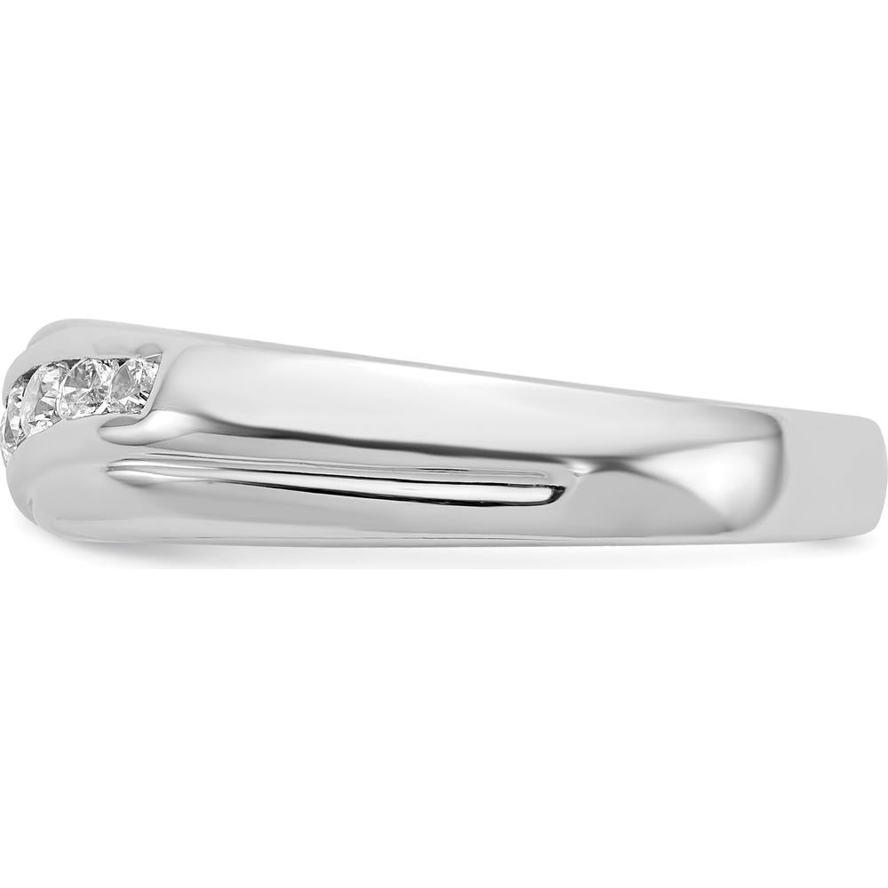 14K White Gold Men's Ring with 7 Round Diamonds - 0.195 Carat Total Diamond Weight by 0