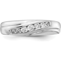 14K White Gold Men's Ring with 7 Round Diamonds - 0.195 Carat Total Diamond Weight by 0