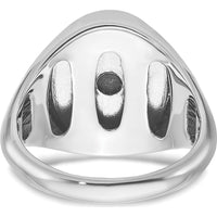 14K White Gold Men's Ring with Bezel-Set Blue Sapphire Gemstone by IBGoodman