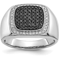 14K White Gold Men's Ring with Black and White Diamonds - 0.30 Carat Total Diamond Weight by 0