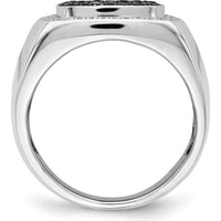 14K White Gold Men's Ring with Black and White Diamonds - 0.30 Carat Total Diamond Weight by 0