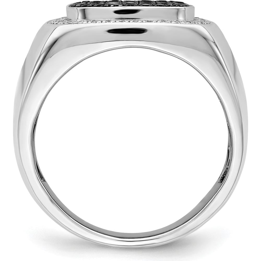 14K White Gold Men's Ring with Black and White Diamonds - 0.30 Carat Total Diamond Weight by 0