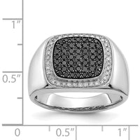 14K White Gold Men's Ring with Black and White Diamonds - 0.30 Carat Total Diamond Weight by 0
