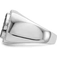 14K White Gold Men's Ring with Black and White Diamonds - 0.30 Carat Total Diamond Weight by 0