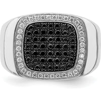 14K White Gold Men's Ring with Black and White Diamonds - 0.30 Carat Total Diamond Weight by 0