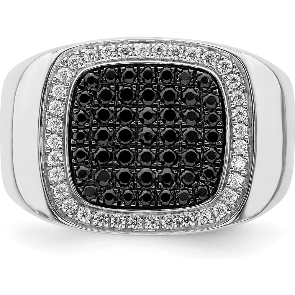 14K White Gold Men's Ring with Black and White Diamonds - 0.30 Carat Total Diamond Weight by 0