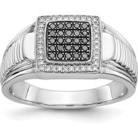 14K White Gold Men's Ring with Black and White Diamonds - 0.33 Carat Total Diamond Weight by 0