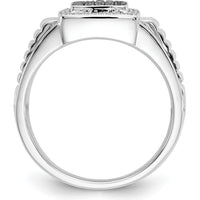 14K White Gold Men's Ring with Black and White Diamonds - 0.33 Carat Total Diamond Weight by 0