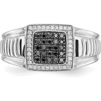 14K White Gold Men's Ring with Black and White Diamonds - 0.33 Carat Total Diamond Weight by 0