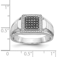 14K White Gold Men's Ring with Black and White Diamonds - 0.33 Carat Total Diamond Weight by 0