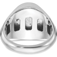 14K White Gold Men's Ring with Black Rhodium and Carved Blue Agate by IBGoodman