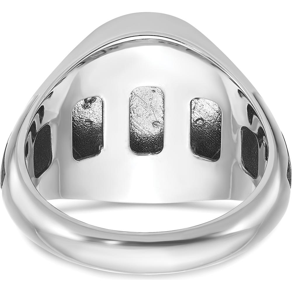 14K White Gold Men's Ring with Black Rhodium and Carved Blue Agate by IBGoodman