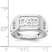 14K White Gold Men's Ring with Engraved "DAD" and Diamond Accents - 0.008 Carat Total Diamond Weight by 0
