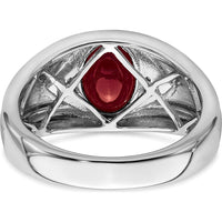 14K White Gold Men's Ring with Lab-Created Ruby and Round Diamond Accents - 3.27 Carat Ruby Weight by 0