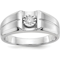 14K White Gold Men's Ring with Round Diamond - 0.1 Carat Total Diamond Weight by 0