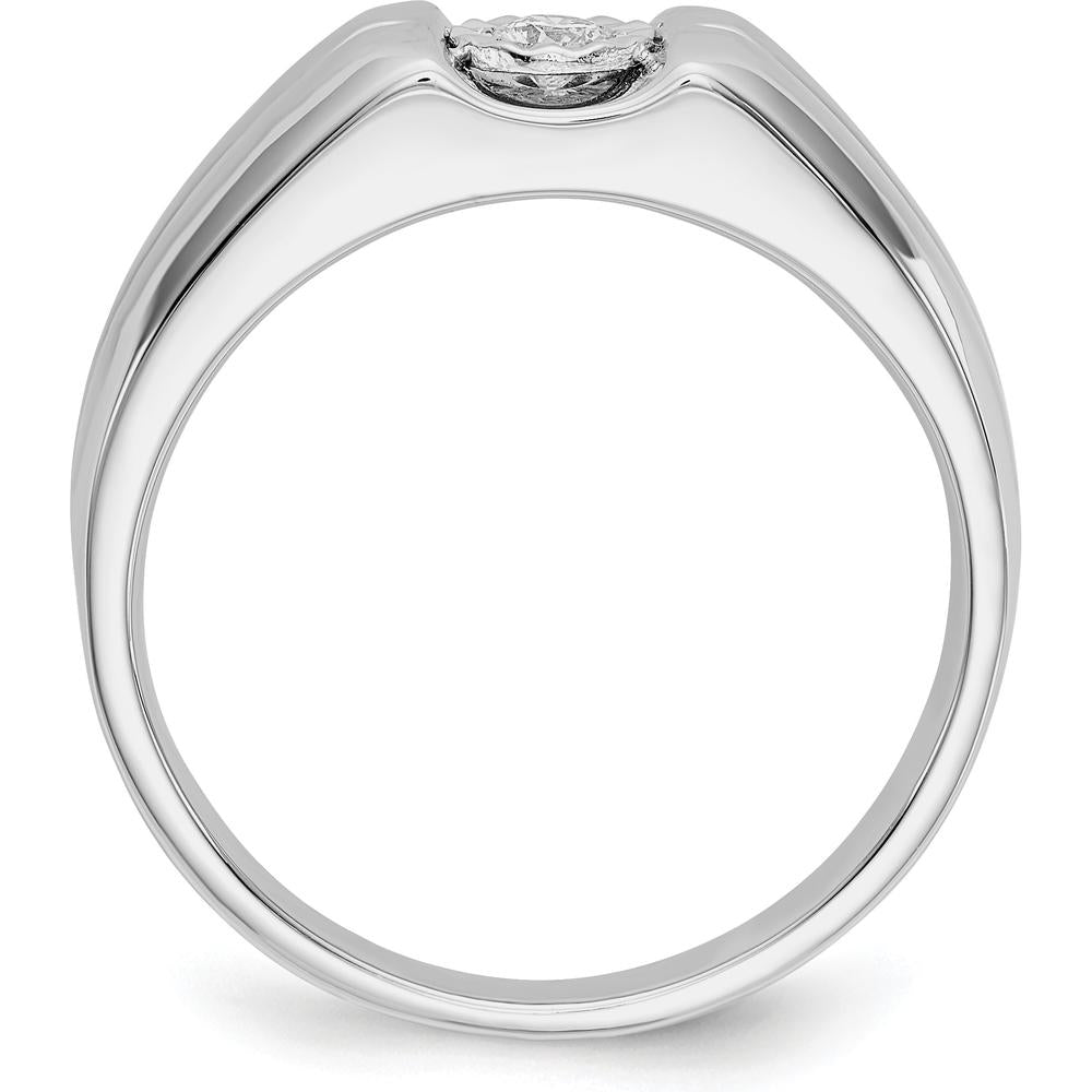 14K White Gold Men's Ring with Round Diamond - 0.1 Carat Total Diamond Weight by 0