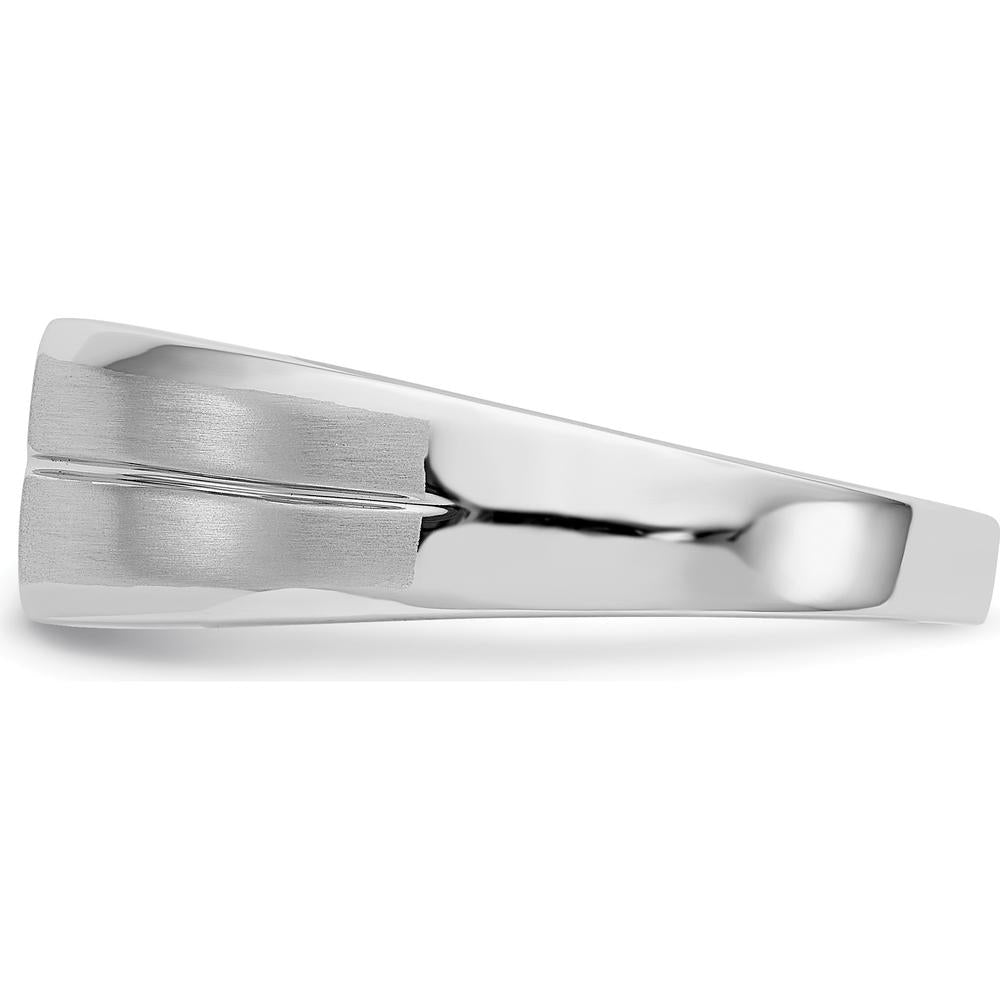 14K White Gold Men's Ring with Round Diamond - 0.1 Carat Total Diamond Weight by 0