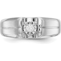 14K White Gold Men's Ring with Round Diamond - 0.1 Carat Total Diamond Weight by 0