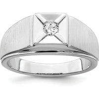 14K White Gold Men's Ring with Round Diamond - 0.1644 Carat Diamond Weight by 0