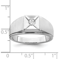 14K White Gold Men's Ring with Round Diamond - 0.1644 Carat Diamond Weight by 0