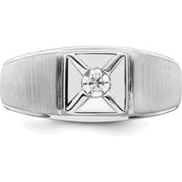 14K White Gold Men's Ring with Round Diamond - 0.1644 Carat Diamond Weight by 0