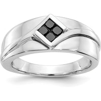 14K White Gold Men's Ring with Square-Cut Black Diamonds - 0.139 Carat Total Diamond Weight by 0