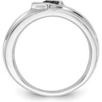 14K White Gold Men's Ring with Square-Cut Black Diamonds - 0.139 Carat Total Diamond Weight by 0