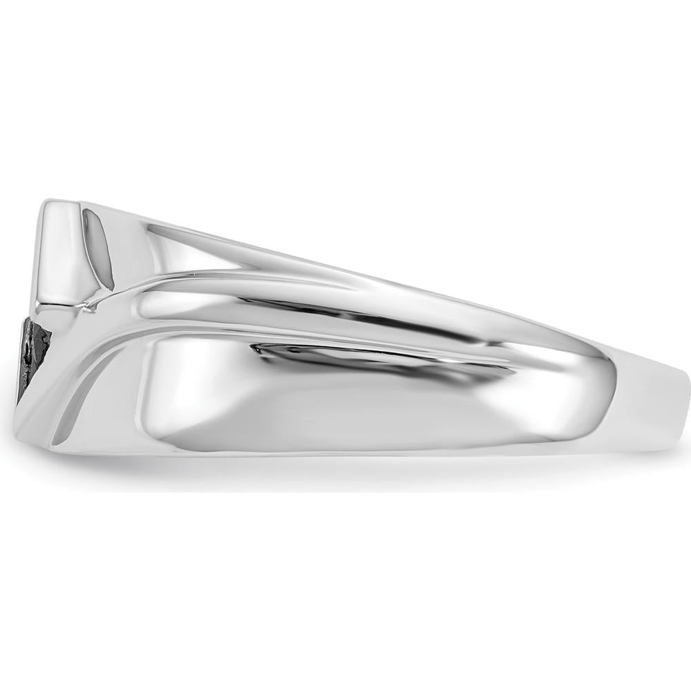14K White Gold Men's Ring with Square-Cut Black Diamonds - 0.139 Carat Total Diamond Weight by 0