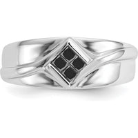 14K White Gold Men's Ring with Square-Cut Black Diamonds - 0.139 Carat Total Diamond Weight by 0