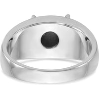 14K White Gold Men's Ring with Square Gray Cat's Eye Stone and Black Rhodium Plating by IBGoodman