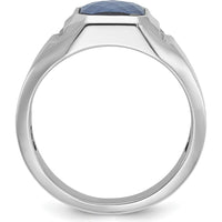 14K White Gold Men's Sapphire Doublet Stone and 1/6 Carat Diamond Accent Ring by IBGoodman