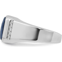 14K White Gold Men's Sapphire Doublet Stone and 1/6 Carat Diamond Accent Ring by IBGoodman