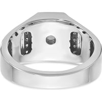 14K White Gold Men's Sapphire Doublet Stone and 1/6 Carat Diamond Accent Ring by IBGoodman