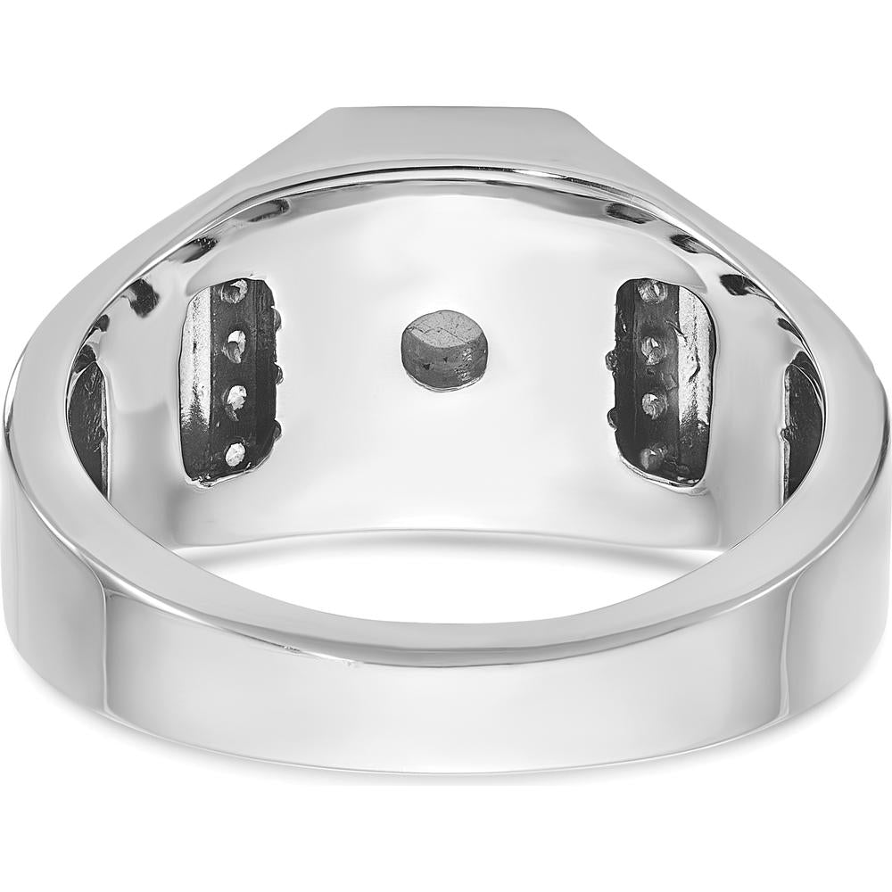 14K White Gold Men's Sapphire Doublet Stone and 1/6 Carat Diamond Accent Ring by IBGoodman