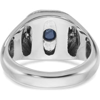 14K White Gold Men's Sapphire Doublet Stone Ring with 1/5 Carat Diamond Halo by IBGoodman