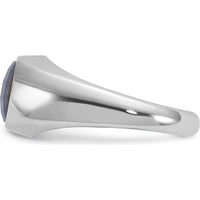 14K White Gold Men's Sapphire Doublet Stone Ring with Rhodium Plating by IBGoodman