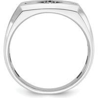 14K White Gold Men's Satin Band Ring with 0.63 Carats Black and White Diamonds by IBGoodman