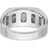 14K White Gold Men's Satin Band Ring with 0.63 Carats Black and White Diamonds by IBGoodman