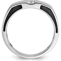 14K White Gold Men's Satin Band Ring with 1/3 Carat Square-Cut Diamonds by IBGoodman